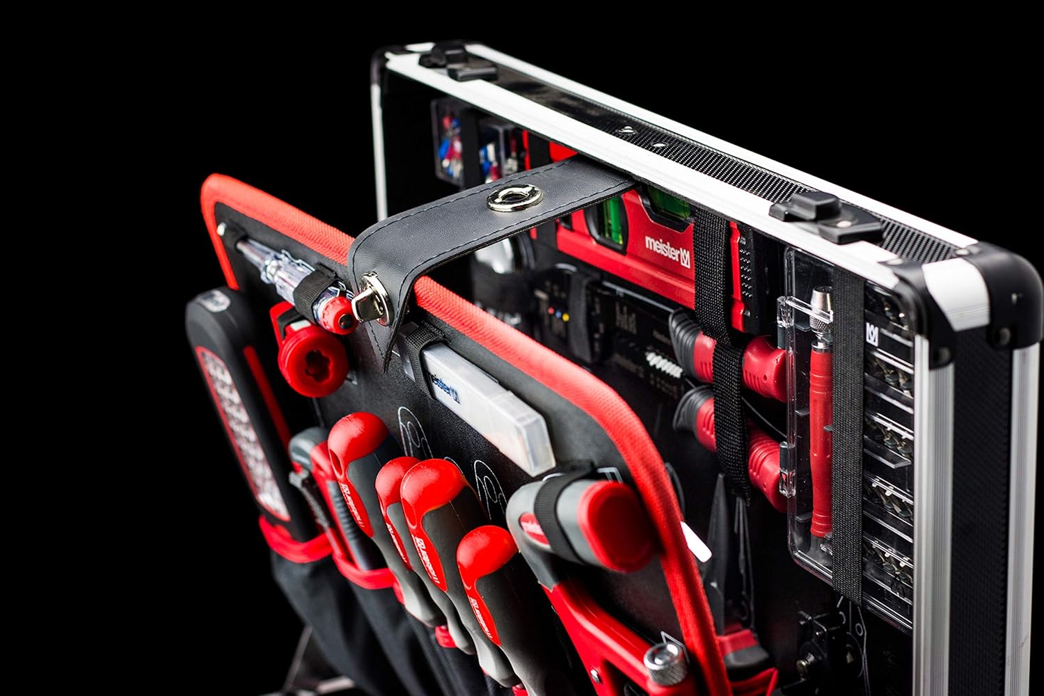 ⚒️ Bau & Montage – Meister tool trolley 156 pieces - tool set - with rollers - telescopic handle / professional tool case filled / tool box mobile on rollers / tool box complete with tools / 8971440 – Bild 8