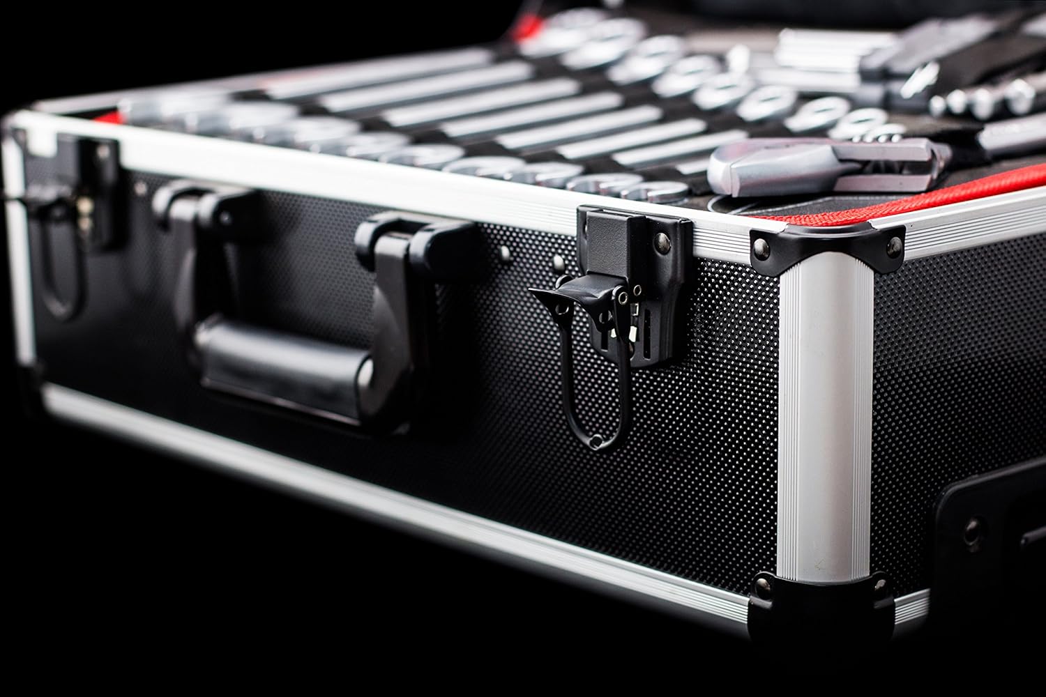 ⚒️ Bau & Montage – Meister tool trolley 156 pieces - tool set - with rollers - telescopic handle / professional tool case filled / tool box mobile on rollers / tool box complete with tools / 8971440 – Bild 10