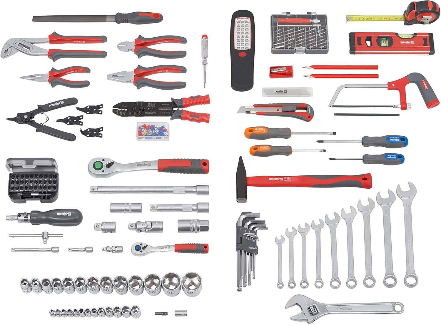 ⚒️ Bau & Montage – Meister tool trolley 156 pieces - tool set - with rollers - telescopic handle / professional tool case filled / tool box mobile on rollers / tool box complete with tools / 8971440 – Bild 15