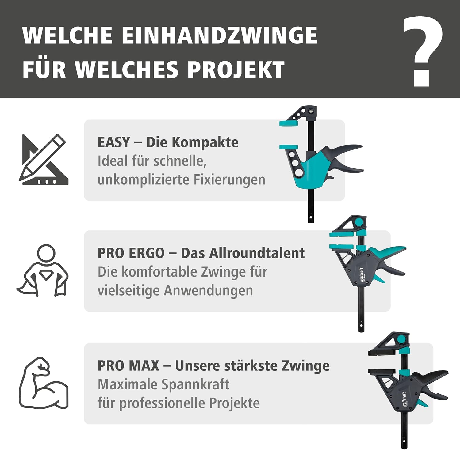 🔥 Angebote & Aktionen – wolfcraft 2 Pro Max 8662060 Single-Handed Clamps 250 kg Clamping Force for the Highest Professional Demands High Holding Force 450 mm Span Made in Europe – Bild 8