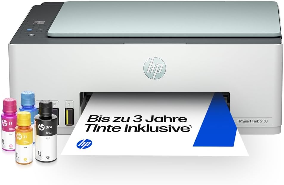 ⚒️ Bau & Montage – HP Smart Tank 5108 3-in-1-Multifunktionsdrucker (WLAN; mobiles Drucken) – 3 Jahre Tinte inklusive, 3 Jahre Garantie, großer Tintentank, hohe Ergiebigkeit, hochwertige Druckqualität