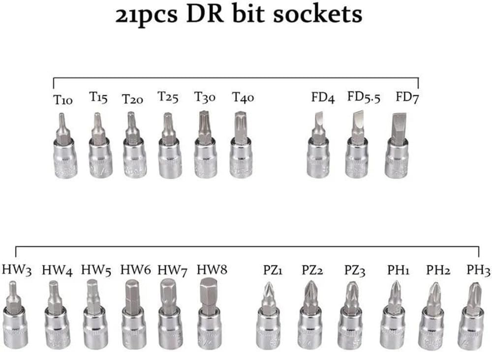 🚗 KFZ & Werkstatt – 46-Piece 1/4 Inch Drive Ratchet Socket Wrench Set, Ratchet Box Ratchet Box Small Includes Metric Bit Sockets and Extension Bars for Working on Bikes and Cars – Bild 4