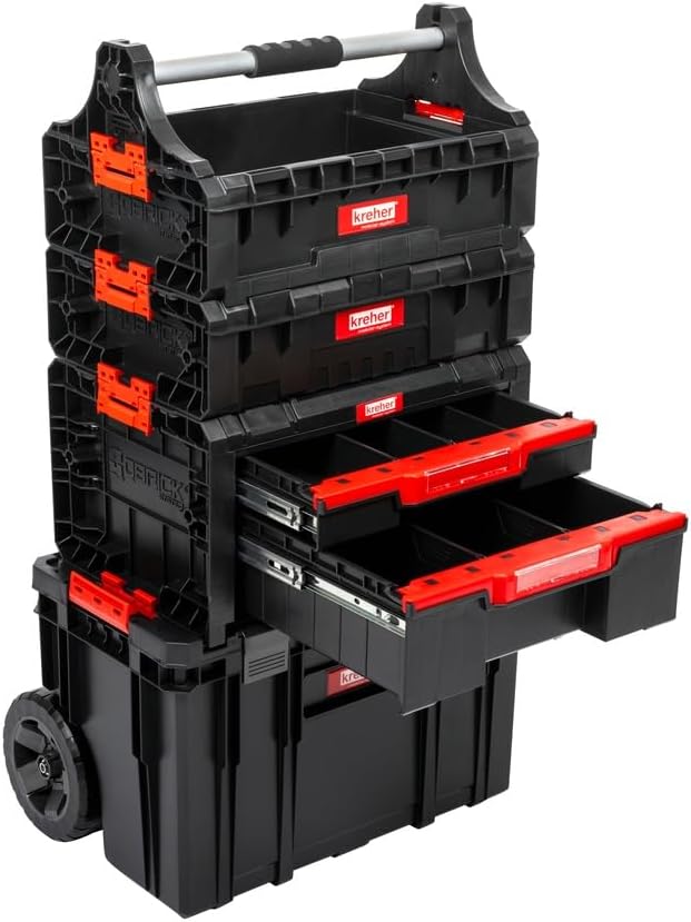 ⚒️ Bau & Montage – XL-Werkzeugwagen, Werkstattkoffer-Set, Werkstattwagen-Set aus der Q-Brick-Serie mit viel Zubehör BxTxH in cm: 53 x 38 x 98 cm Der mobile Allrounder, privat und gewerblich (Set 9) – Bild 2