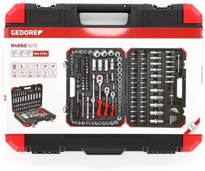 🚗 KFZ & Werkstatt – Gedore red Socket Set, 172 Pieces, with Reversible Ratchet, Ratchet, Socket and Bit Set – Bild 6