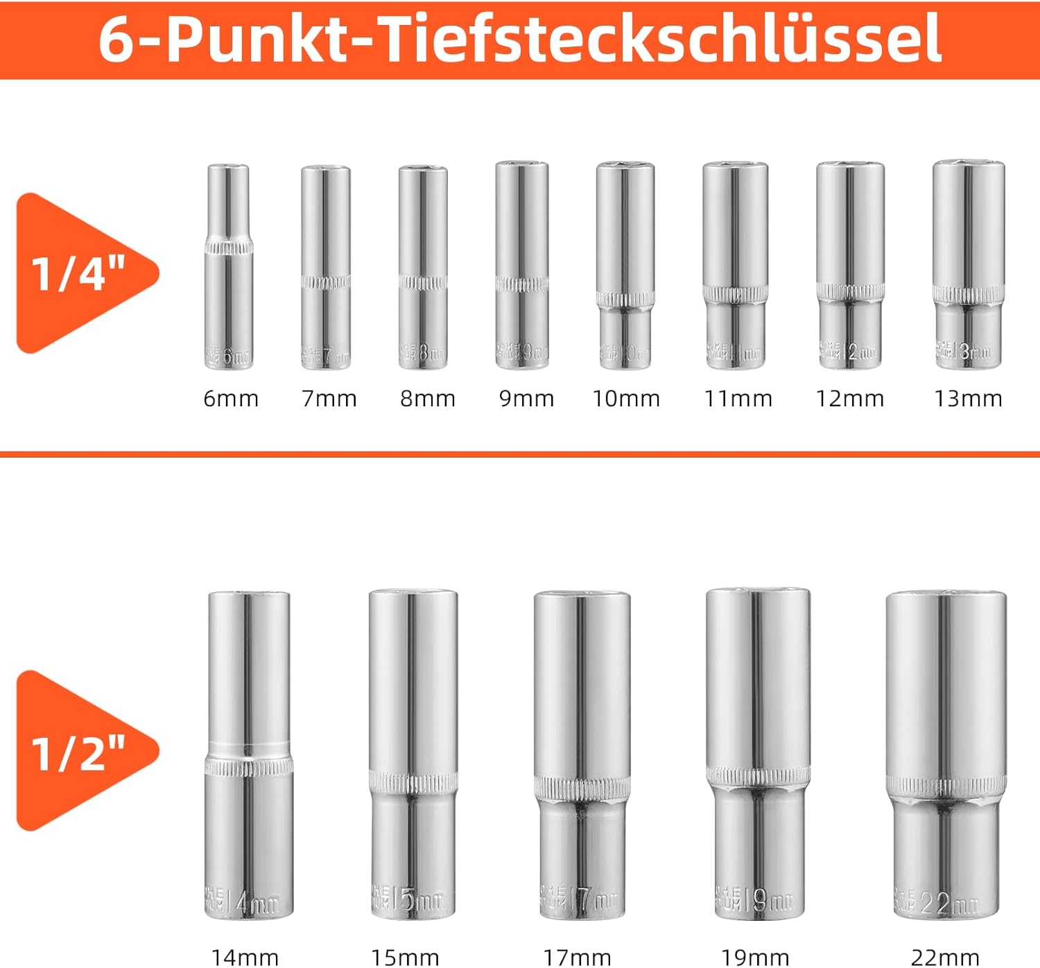 🚗 KFZ & Werkstatt – Socket Spanner Set, 108 Pieces, Ratchet Spanner Set, Ratchet Box, Ratchet Box, Large Socket Spanner Set with 1/2 Inch and 1/4 Inch Reversible Ratchet, Extensions, Bits, Sockets – Bild 9