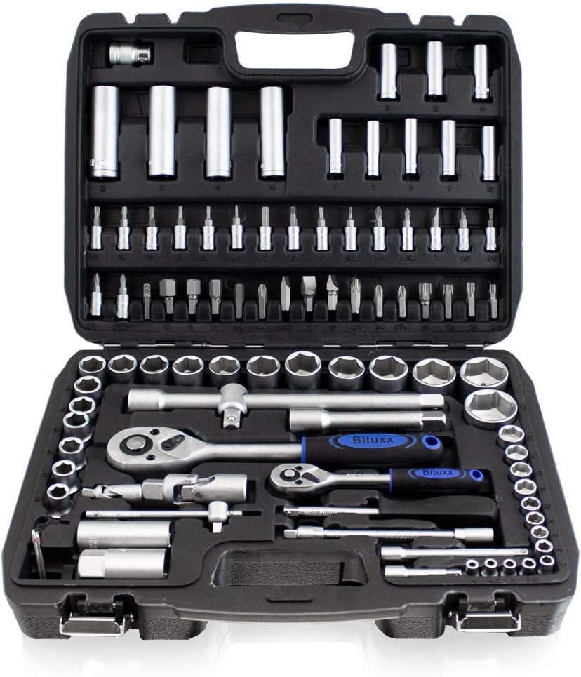 🚗 KFZ & Werkstatt – Bituxx 94-piece socket wrench set, ratchet case, nut case, tool box, sockets, universal joint, spark plug sockets, ratchet bits, hexagon wrench, T-handle Torx – Bild 3