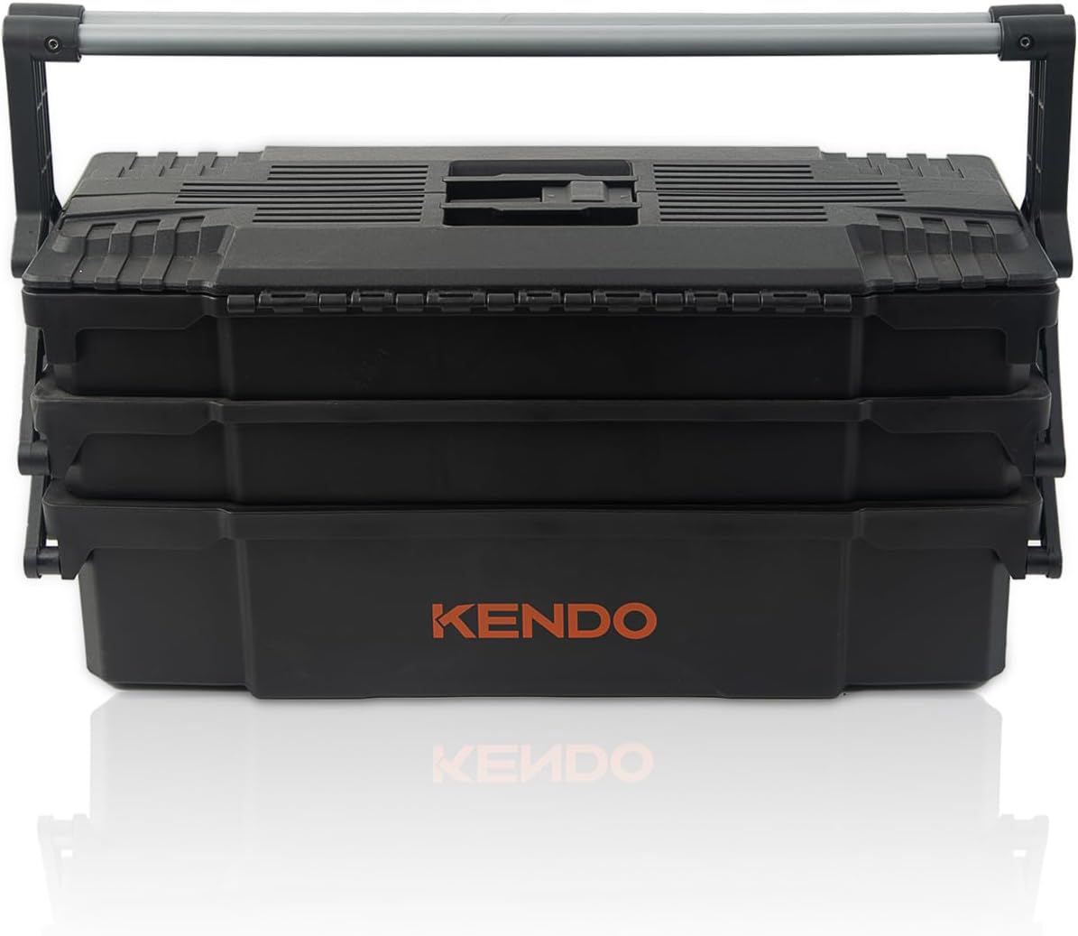 ⚒️ Bau & Montage – KENDO Empty Plastic Tool Box - Lightweight and Extremely Robust - 46.5 x 23 x 21 cm - 4 Hinged Compartments with Flexible Dividers - Assembly Tool Box - Tool Storage for DIY Enthusiasts
