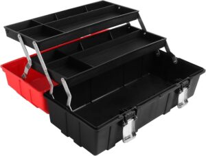 ⚒️ Bau & Montage – MAXPOWER Werkzeugkoffer leer, großer Werkzeugkasten mit 3 Schubladen, Werkzeugkasten 42 x 18 x 17 cm mit Metallverschluss, Werkzeugkasten aus schlagfestem Kunststoff für Hobby, Heimwerker
