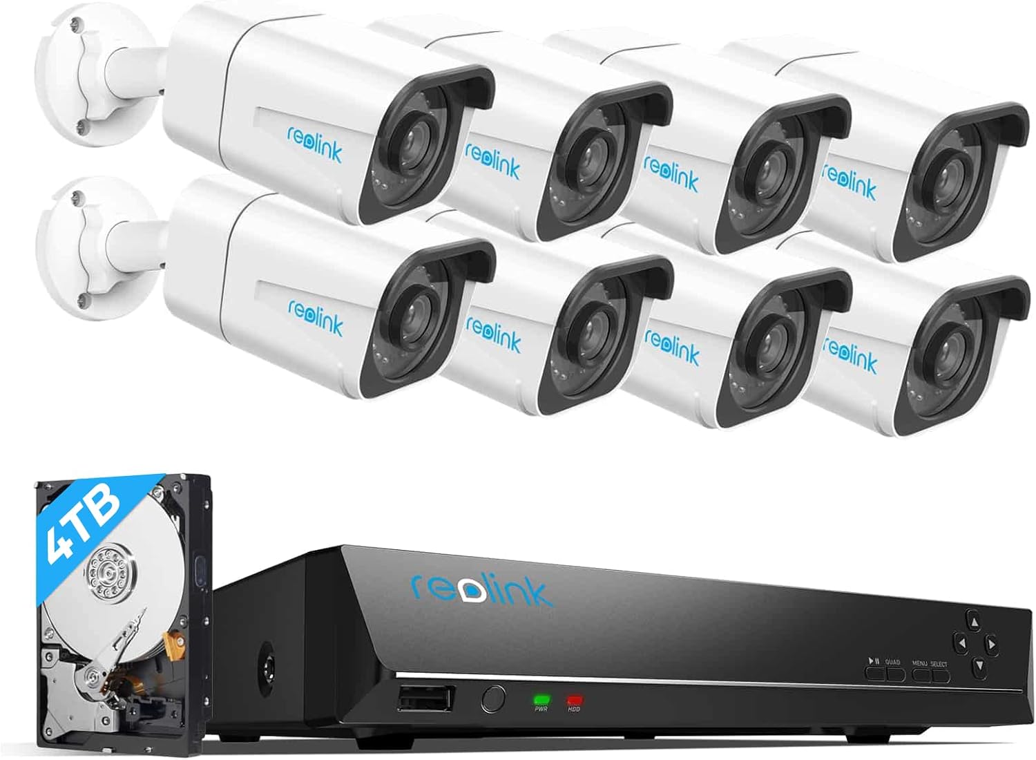 ⚡ Elektro & Technik – Reolink 4K-Überwachungskamera-Set, Videoüberwachung mit 8 x 8 MP PoE-IP-Kamera und 16 CH 4 TB HDD NVR, Personenerkennung und Fahrzeugerkennung, IP66, 30 m IR-Nachtsicht für draußen, drinnen,