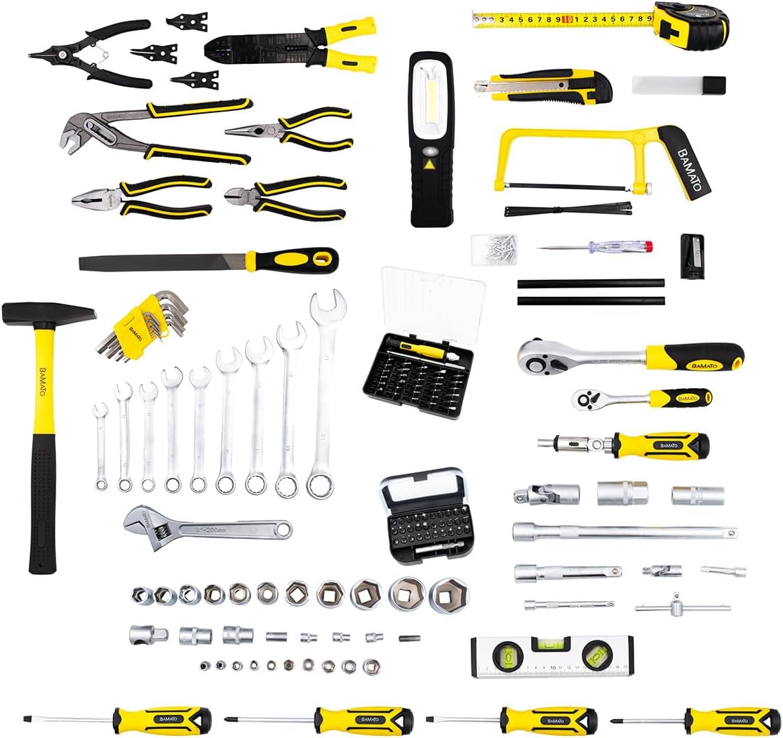 ⚡ Elektro & Technik – BAMATO WORK-193 Werkzeugkasten gefüllt 193-teiliges Werkzeugset | Werkzeugkasten mobil | Werkzeugkoffer komplett mit Werkzeugen für Werkstatt und Haushalt | Teleskopstiel | Koffer mit Rollen – Bild 4