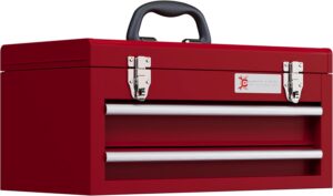 ⚒️ Bau & Montage – DURHAND Leerer Werkzeugkasten, robuster Werkzeugkasten mit 2 Schubladen, Fach, Metallverschlüssen, Tragegriff, Werkzeugkasten für Werkzeug, Haushalt, Werkstatt, Rot