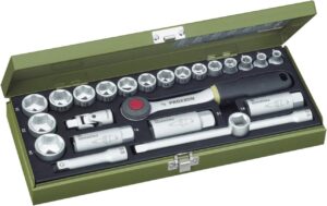 🚗 KFZ & Werkstatt – PROXXON Socket Spanner Set Compact Set with 3/8 Inch Reversible Ratchet, 24-Piece Tool Set with Steel Box, 23110, 33.5 x 15 x 5 cm