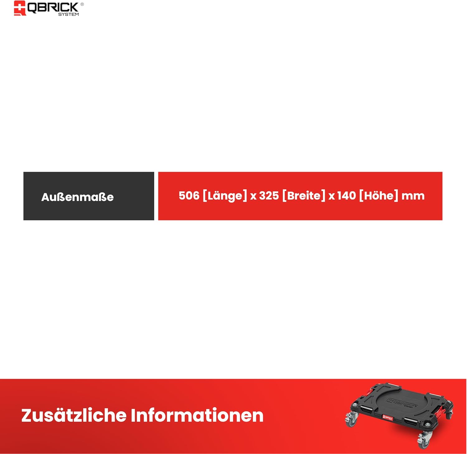 🔥 Angebote & Aktionen – Qbrick System Transport Roller Board Transport Board 100 kg Load Capacity Pro Transport Platform Black Red 506 x 325 x 140 mm – Bild 5