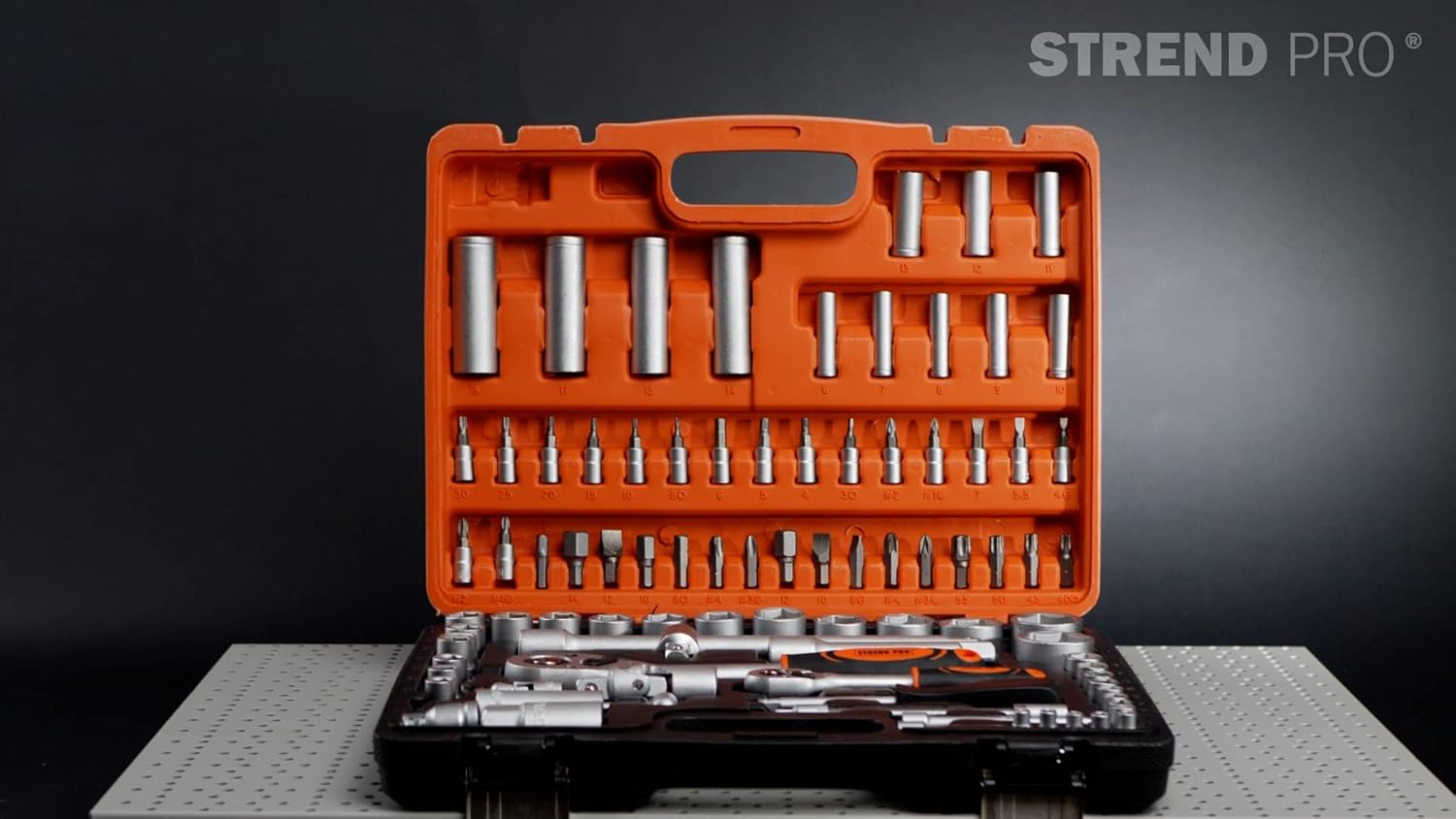 🚗 KFZ & Werkstatt – STREND PRO Car Tool Box Filled 94-Piece Tool Box - Nut Box with Ratchet, Socket Wrench Set, Bit Set, 3 x Allen Keys, Universal Car Tool Set - Car Tool Set – Bild 4
