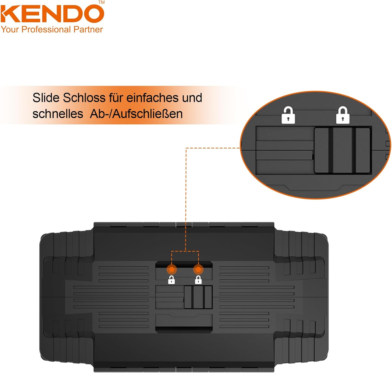 ⚒️ Bau & Montage – KENDO Empty Plastic Tool Box - Lightweight and Extremely Robust - 46.5 x 23 x 21 cm - 4 Hinged Compartments with Flexible Dividers - Assembly Tool Box - Tool Storage for DIY Enthusiasts – Bild 6
