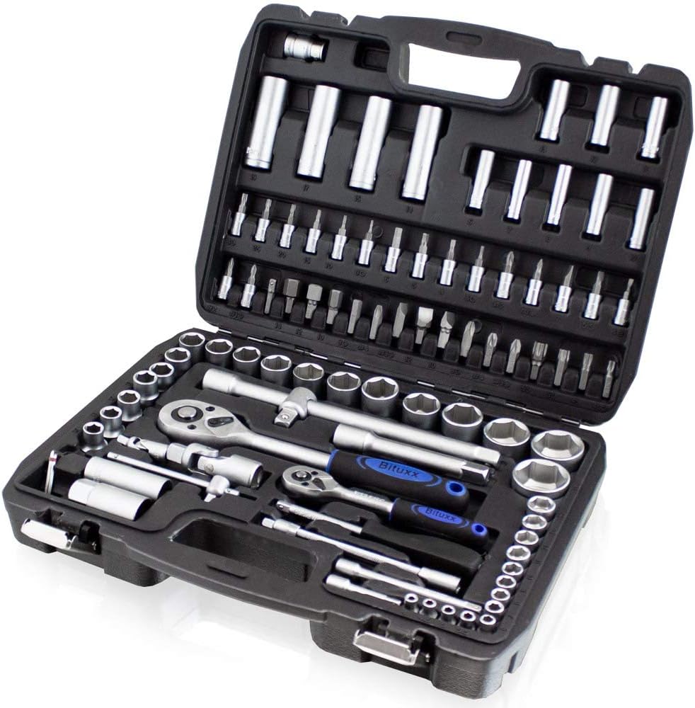 🚗 KFZ & Werkstatt – Bituxx 94-piece socket wrench set, ratchet case, nut case, tool box, sockets, universal joint, spark plug sockets, ratchet bits, hexagon wrench, T-handle Torx – Bild 2