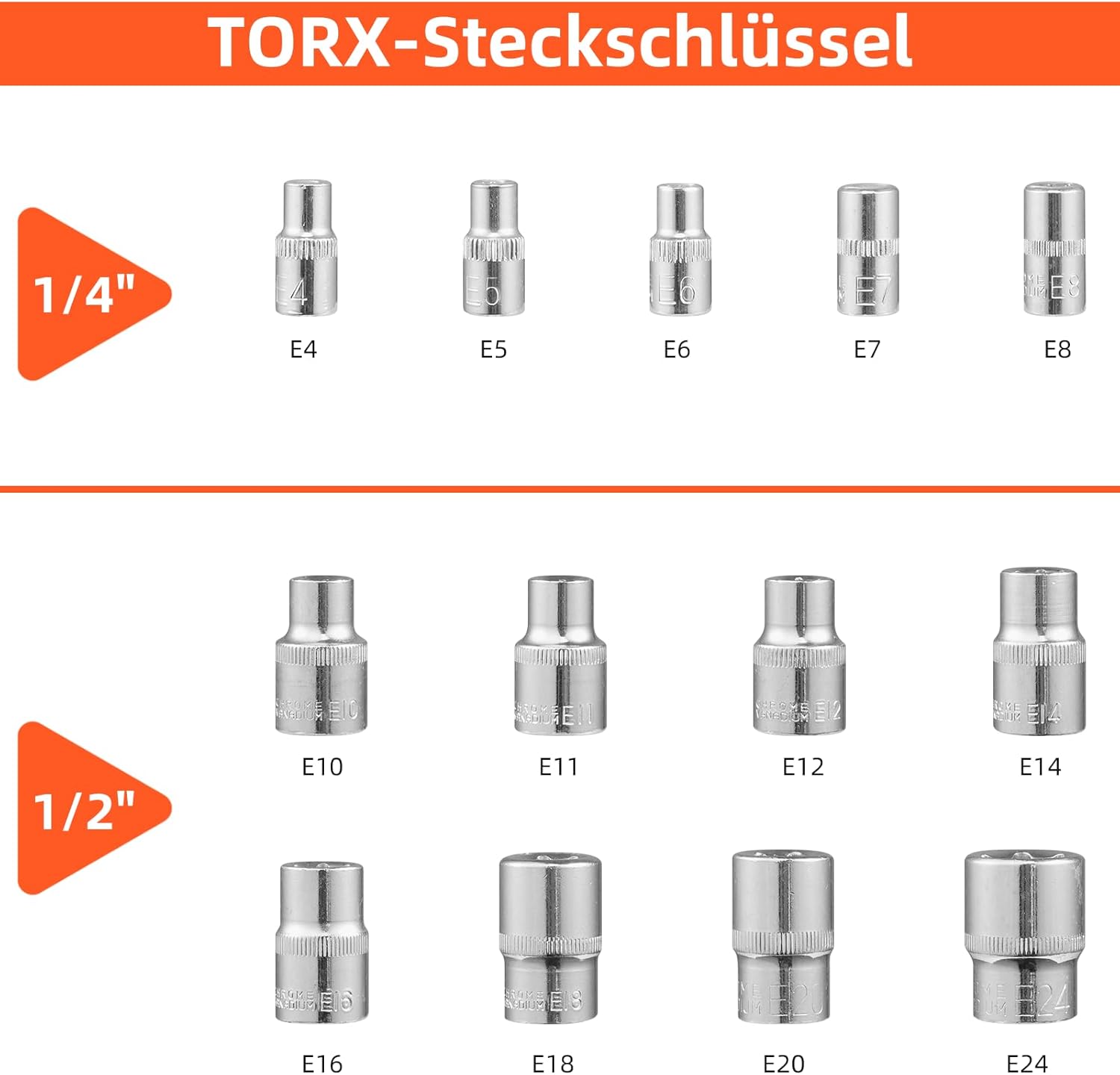 🚗 KFZ & Werkstatt – Socket Spanner Set, 108 Pieces, Ratchet Spanner Set, Ratchet Box, Ratchet Box, Large Socket Spanner Set with 1/2 Inch and 1/4 Inch Reversible Ratchet, Extensions, Bits, Sockets – Bild 8