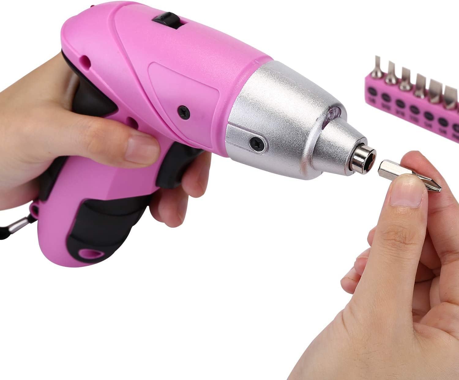 ⚒️ Bau & Montage – DEKO Werkzeugkasten rosa 98-teilig mit wiederaufladbarem 3,6-V-Akkuschrauber. Komplettset aus Haus-, Büro- und Werkstattwartung, Hardware- und Heimwerker-Werkzeugset – Bild 3