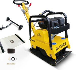 ⚡ Elektro & Technik – BAMATO R-135RV Vibrationsplatte mit Vor- und Rücklauf, inklusive XXL-Zubehörset, 25 kN Kompressionsdruck, inklusive Chassis, solide Stahlkonstruktion, Bodenverdichter-Vibrator