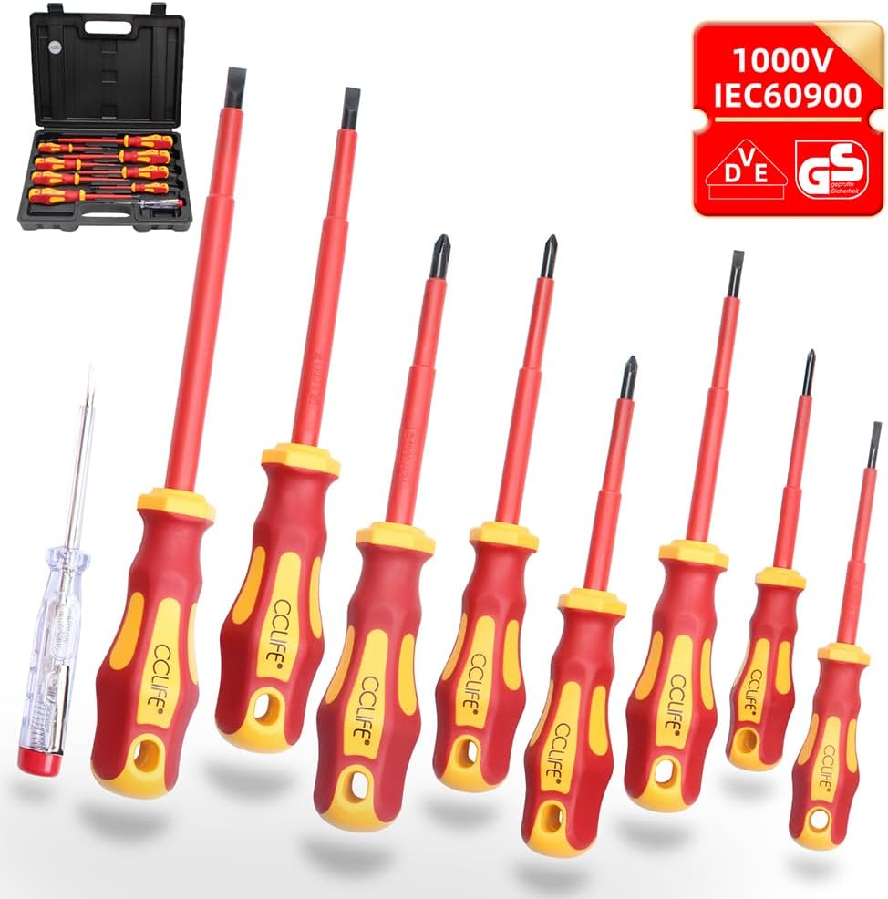 ⚡ Elektro & Technik – CCLIFE 9-teiliges VDE-isoliertes Schraubendreher-Set inklusive Spannungsprüfer-Steckplatz und PH- und PZ-Set – Bild 6