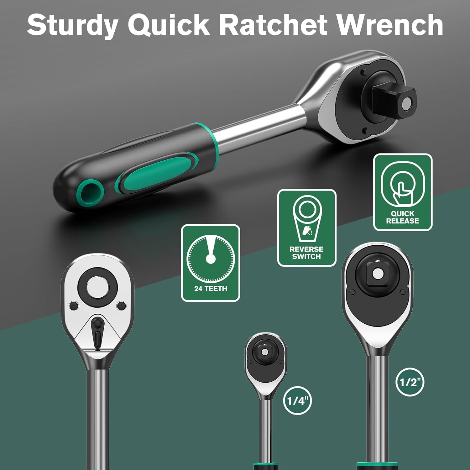 🚗 KFZ & Werkstatt – Ginour 202-piece socket spanner set, tool set with 1/4 inch, 3/8 inch, 1/2 inch reversible ratchet, socket wrench, bits, hex wrenches, extensions and adapters (138 pieces) – Bild 2