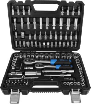 🚗 KFZ & Werkstatt – KELIN Socket Spanner Set 108-Piece Ratchet Wrench Ratchet Box Set with Reversible Ratchet 1/4 Inch and 3/8 Inch Includes Standard Torx Bit Set, Extensions, Socket Set and Nuts for Home (108)