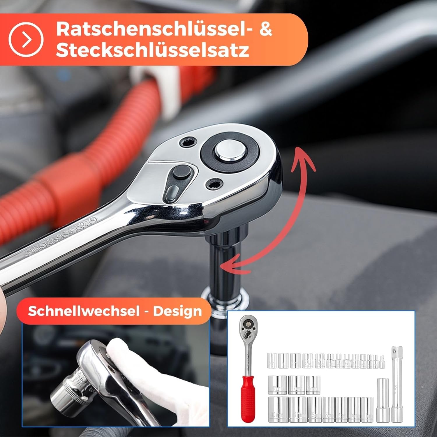 ⚒️ Bau & Montage – Werkzeugkoffer gefüllt 156-teilig, Werkzeugset komplett ausgestattet für Heimwerker & Auto, Werkzeugkoffer Werkzeugkasten, Universalwerkzeuge, Edelstahl-Werkzeugsets für Werkstatt und Haushalt in Schwarz – Bild 3