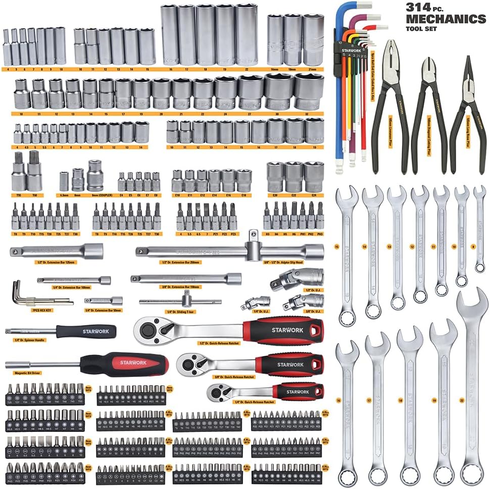 🚗 KFZ & Werkstatt – STARWORK Mechanics Tool Set (314 PC) – Bild 4