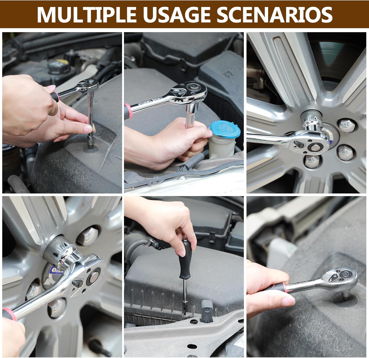 🚗 KFZ & Werkstatt – 46 Piece Socket Spanner Set 1/4 Inch Ratchet Box, Socket Spanner Bit Set, Multi-Tooth Set Bits Socket, with Quick Release & Reversible Ratchet for Repair Car Home – Bild 7