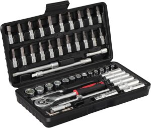 🚗 KFZ & Werkstatt – 53-Piece Socket Spanner Set Ratchet Box Ratchet Box Small 1/4 Inch Ratchet and Socket Spanner Set for Torx, Cross, Slotted and Allen Screws CR-V Tool Set