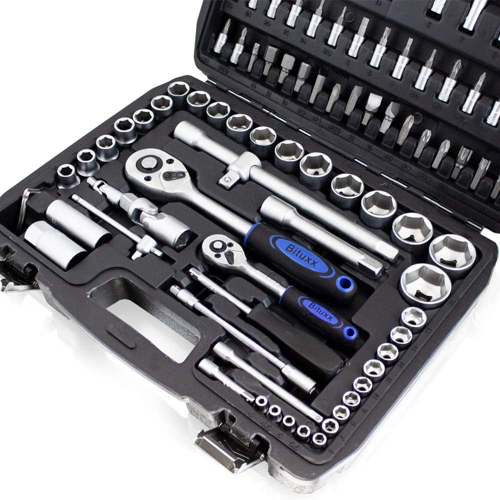 🚗 KFZ & Werkstatt – Bituxx 94-piece socket wrench set, ratchet case, nut case, tool box, sockets, universal joint, spark plug sockets, ratchet bits, hexagon wrench, T-handle Torx – Bild 4