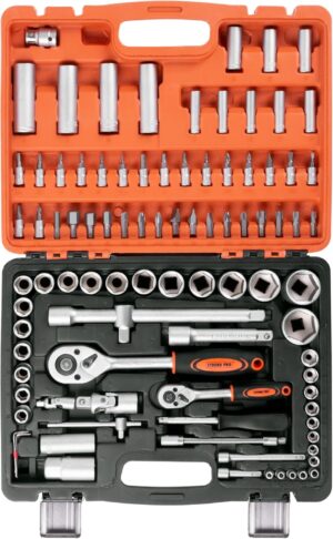 🚗 KFZ & Werkstatt – STREND PRO Car Tool Box Filled 94-Piece Tool Box - Nut Box with Ratchet, Socket Wrench Set, Bit Set, 3 x Allen Keys, Universal Car Tool Set - Car Tool Set