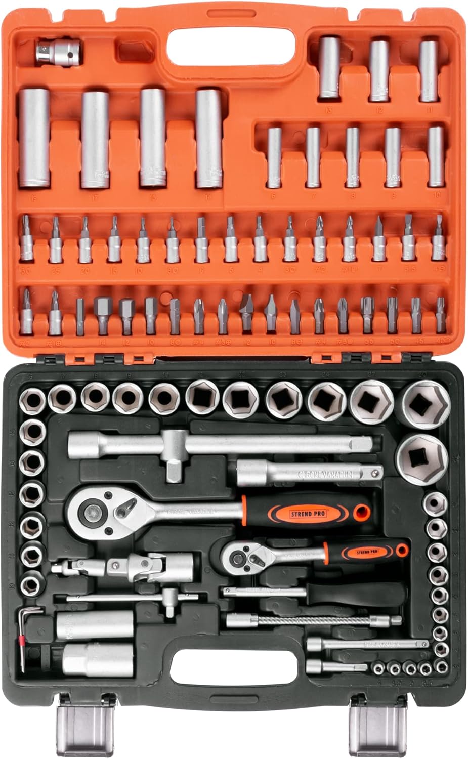 🚗 KFZ & Werkstatt – STREND PRO Car Tool Box Filled 94-Piece Tool Box - Nut Box with Ratchet, Socket Wrench Set, Bit Set, 3 x Allen Keys, Universal Car Tool Set - Car Tool Set