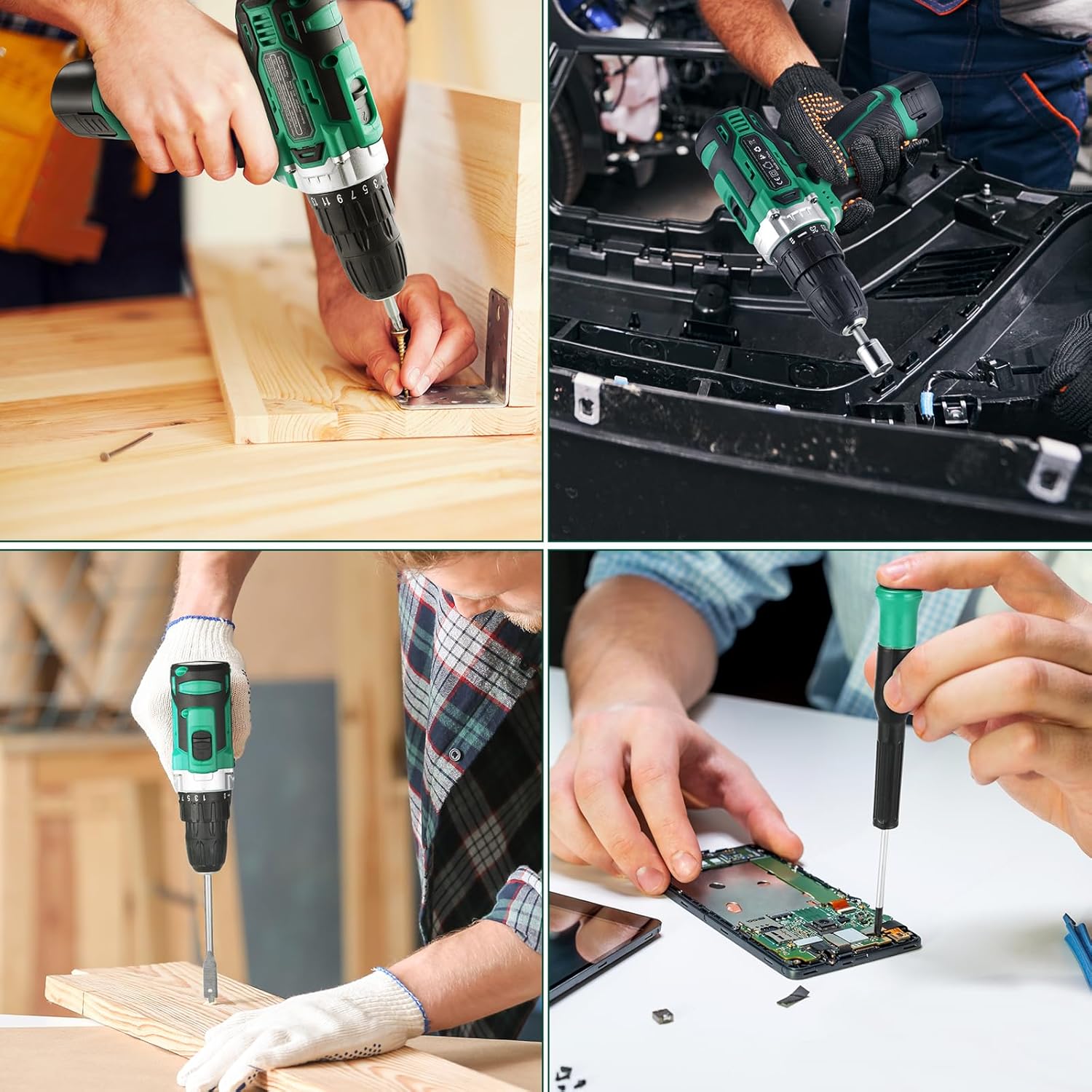 🔥 Angebote & Aktionen – TLGREEN Tool Box Cordless Screwdriver Set Filled 138 Pieces with 12 V Battery Drill Tool Set for Repairs and Maintenance, Tool Box Power Tool Household DIY (Green) – Bild 5
