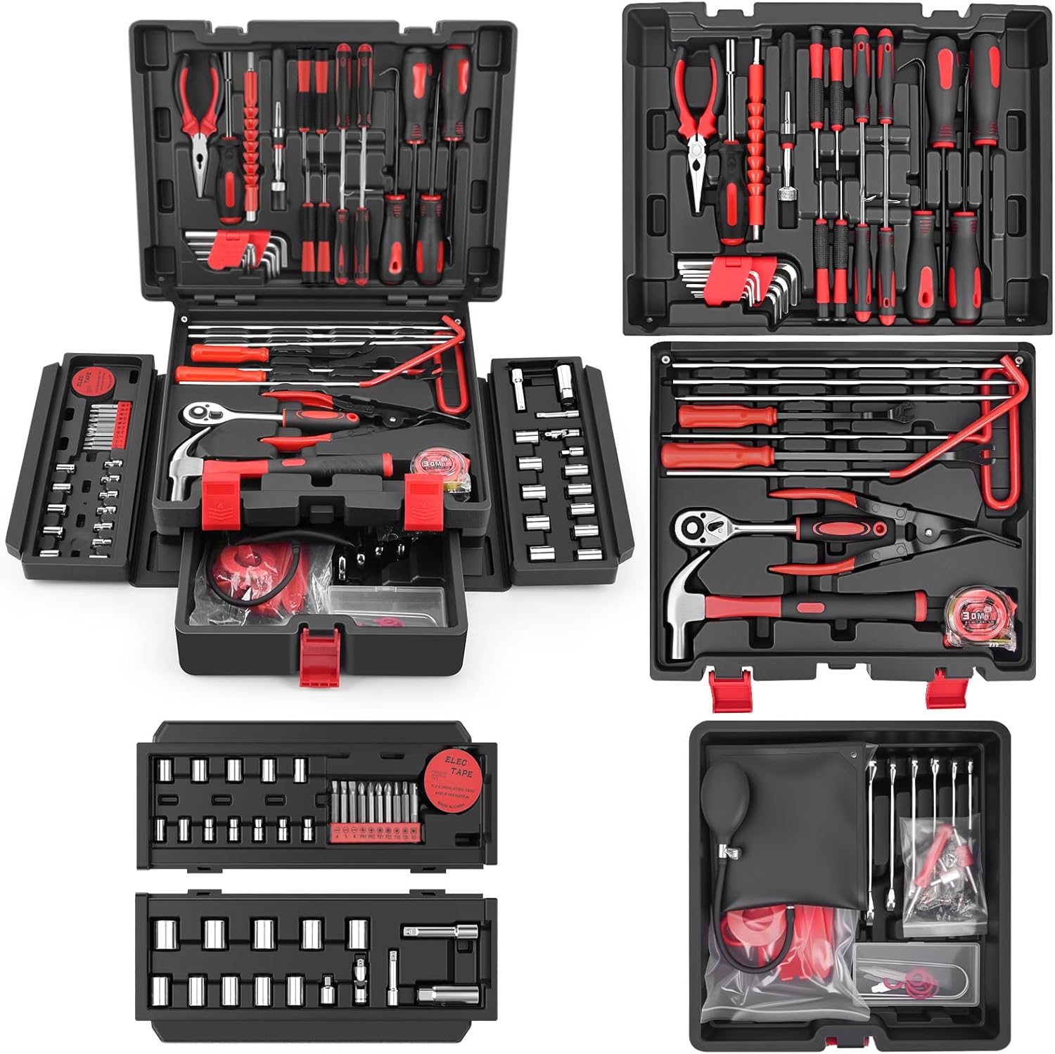 🚗 KFZ & Werkstatt – Sundpey Tool Box Filled 132 Pieces, Professional Car Tool Set, Tool Set for Disassembly of Cars and Trucks, Portable Complete Tool Box with Drawer for House/Car Repairs