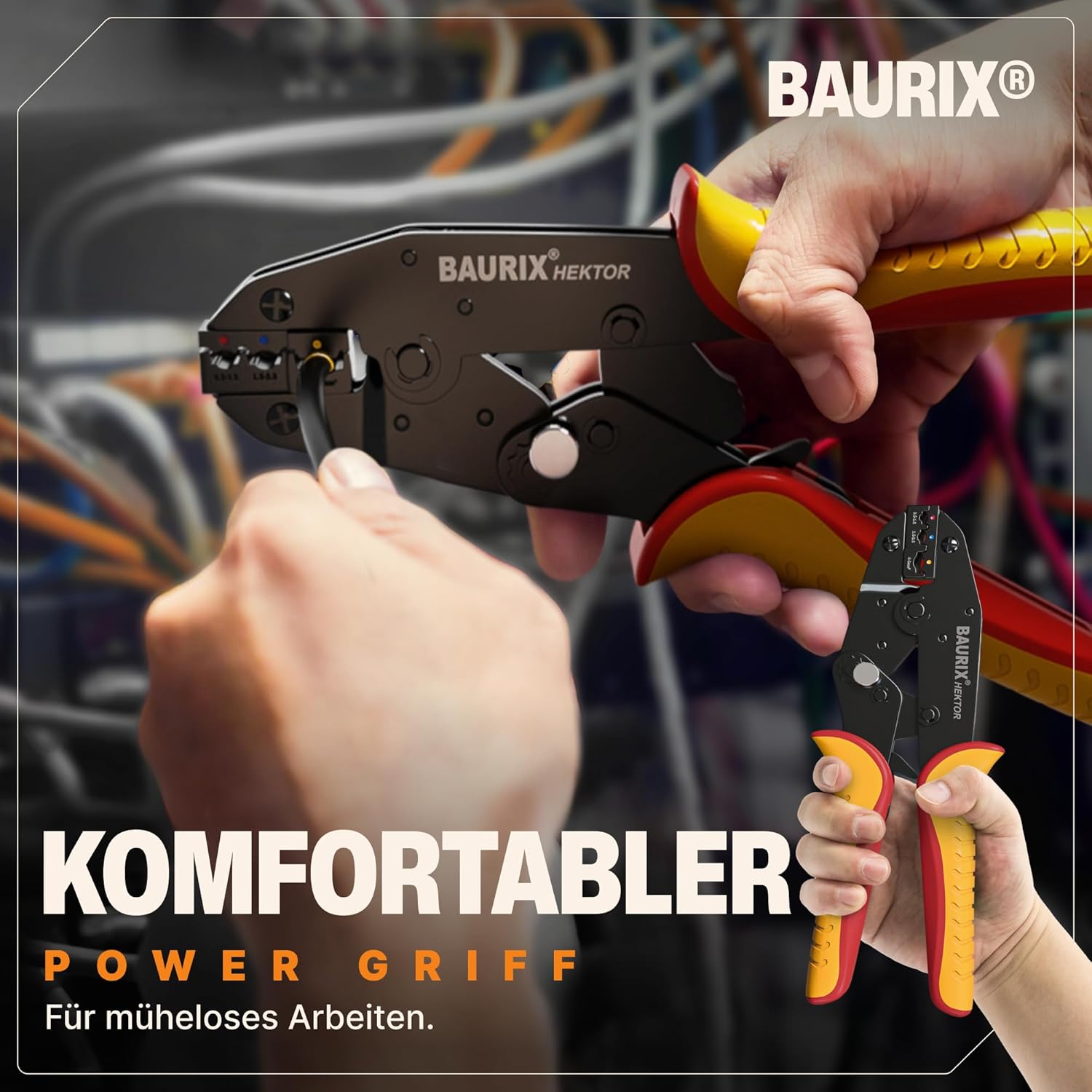 ⚡ Elektro & Technik – BAURIX® Crimping pliers including 700 piece cable lugs set, cable lug pliers for 0.50 - 6.00 mm² cable sleeves, cable lug pliers – Bild 6
