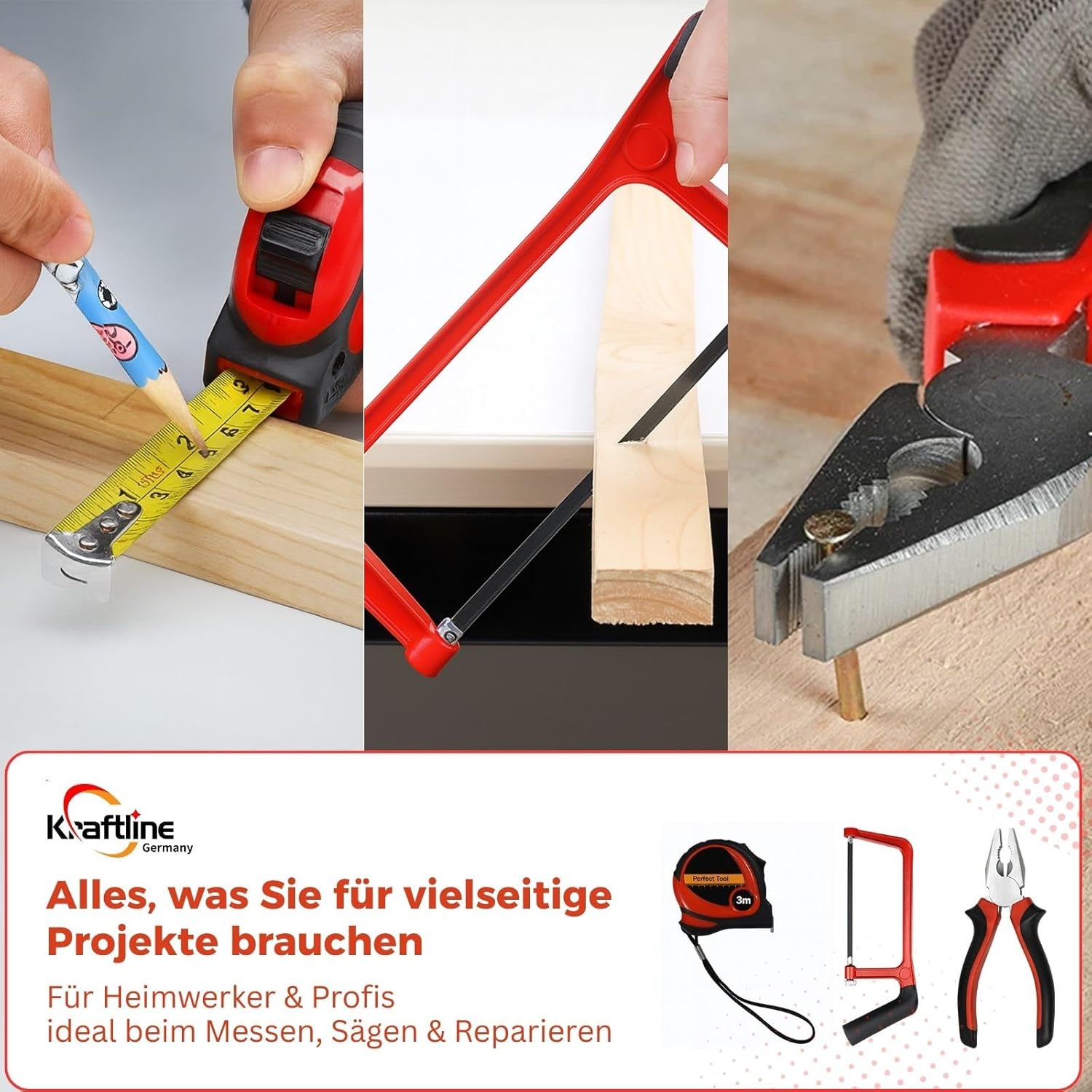 ⚒️ Bau & Montage – Werkzeugkoffer gefüllt 156-teilig, Werkzeugset komplett ausgestattet für Heimwerker & Auto, Werkzeugkoffer Werkzeugkasten, Universalwerkzeuge, Edelstahl-Werkzeugsets für Werkstatt und Haushalt in Schwarz – Bild 5