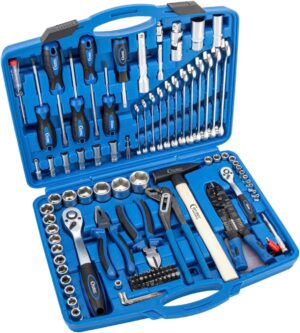 ⚒️ Bau & Montage – Condor Werkzeug 2156 | Werkzeugkasten | 156 Teile | 1/4 Zoll + 1/2 Zoll | Sechskant 4-32 mm | Werkzeugsatz mit Stecknüssen, Schraubendreher, Hebel, umschaltbare Ratsche, Schlosserhammer für Werkstatt und Heimwerker