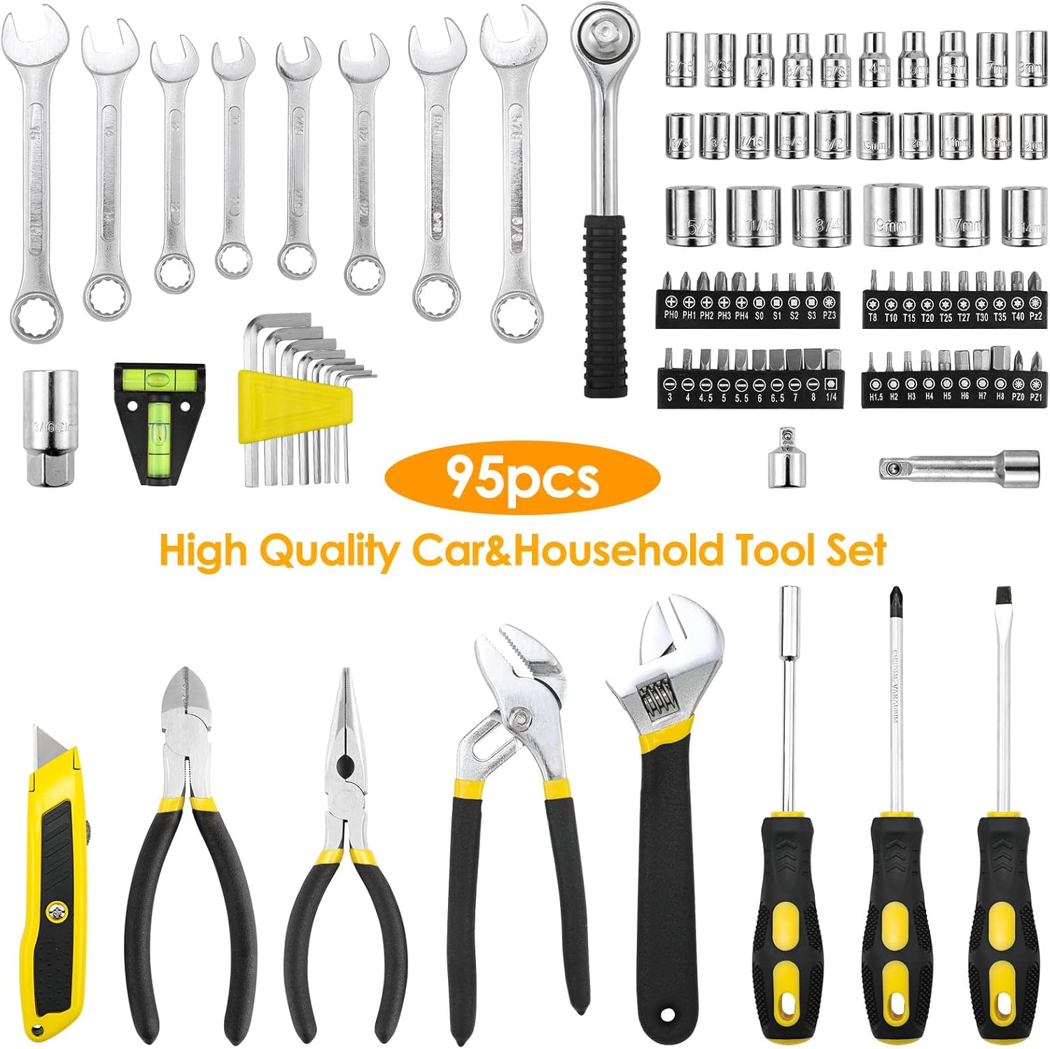 🔥 Angebote & Aktionen – TLGREEN Tool Box 95-Piece Tool Set in Sturdy Plastic Case, Tool Box Household Tool Set with Ratchet Socket Spanner Set, Tool Box Gift for Men / Dad – Bild 4