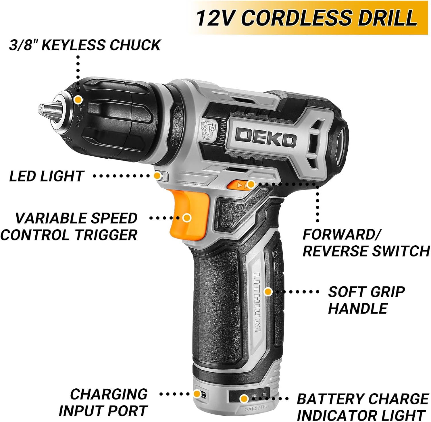 🔥 Angebote & Aktionen – Tool Box Filled with Cordless Screwdriver: DEKO 238 Pieces Tool Set with Drawer Design, 12 V Cordless Drill, Ratchet Wrench Set for DIY, Household, Car, Furniture Assembly – Bild 4