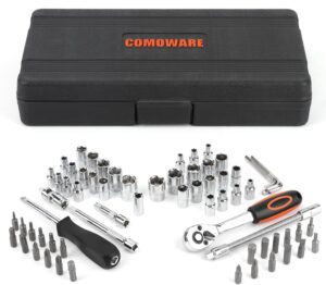 🚗 KFZ & Werkstatt – Socket Spanner Set, COMOWARE 69-Piece Ratchet Box, Small 1/4 Inch Torque Wrench with 72 Teeth, CRV Steel Nut Box Drill Set, Torx Slotted, Phillips Bicycle Tool, Motorcycle Accessories