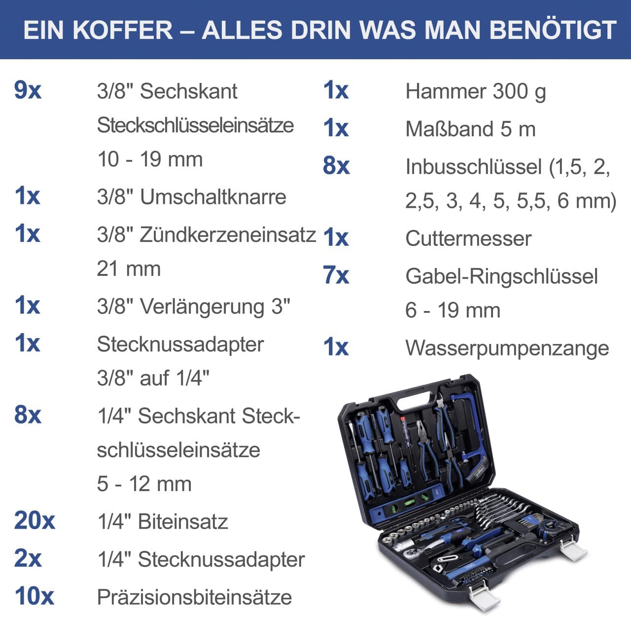 ⚡ Elektro & Technik – Scheppach Werkzeugkoffer WZK120 | 97-teiliges Werkzeugset im stabilen Kunststoffkoffer | Werkzeuge mit gummiertem Griff | Biteinsätze, Schraubendreher, Innensechskant-Steckschlüsseleinsätze und vieles mehr – Bild 4