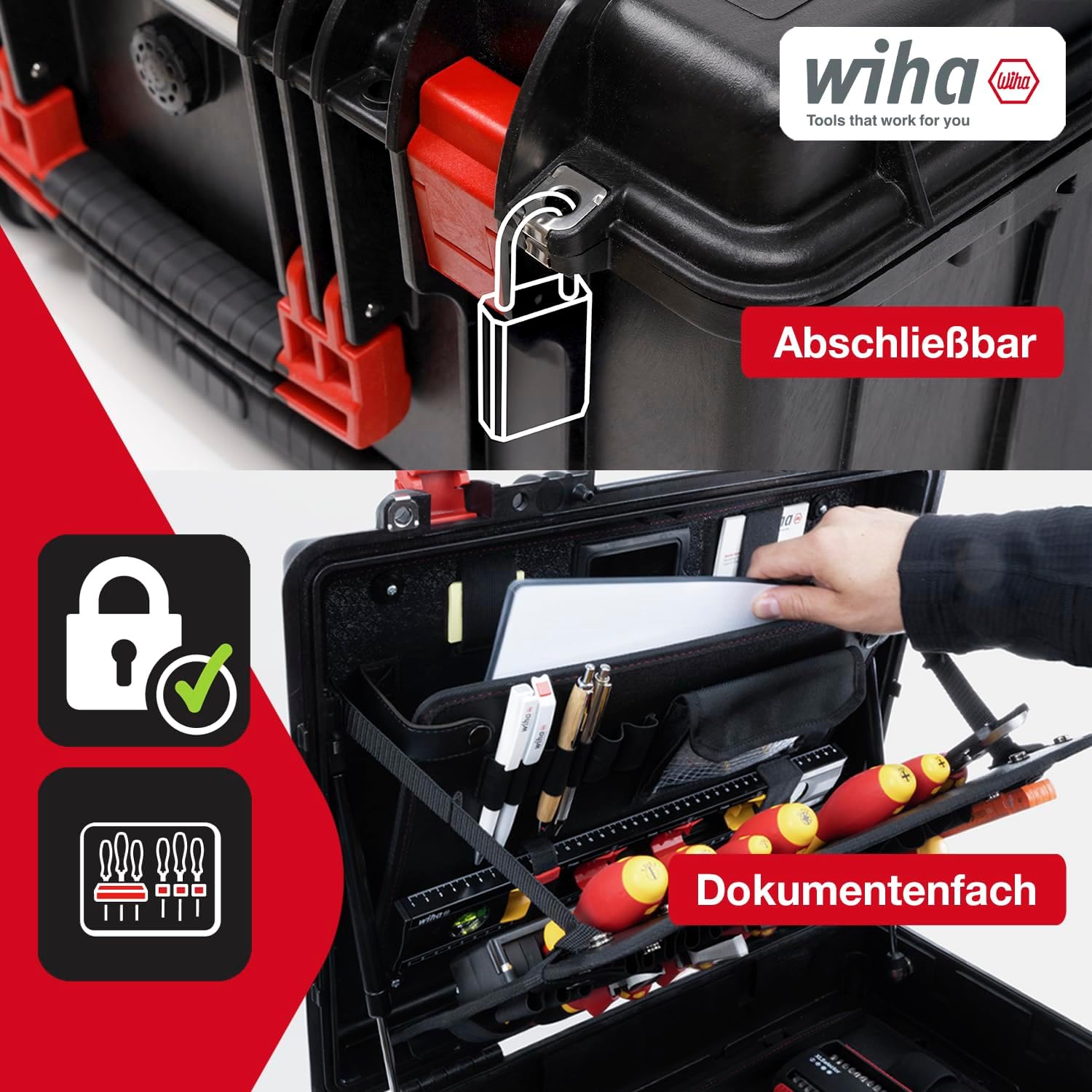 ⚡ Elektro & Technik – Wiha XL 2 Trolley Elektro-Werkzeugkoffer 60-teilig I Werkzeugwagen für Elektriker I Werkzeugkasten gefüllt mit Rollen I Werkzeugkasten mit Elektrikerwerkzeug I mit Teleskopgriff – Bild 7