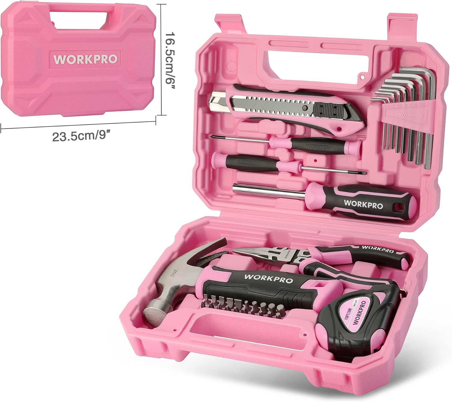 🔥 Angebote & Aktionen – WORKPRO Tool Set 35 Pieces Pink Tool Set, Tool Box, Equipped, Daily Tools, with Screwdriver, Pliers, Tape Measure, Allen Key for Home Supplies, Gift for DIY Beginners – Bild 7