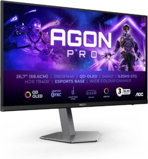 🔥 Angebote & Aktionen – AOC Agon PRO AG276QZD2AM - 27 Inch QHD OLED Monitor, 240 Hz, 0.03 ms GtG, FreeSync Premium Pro, G-Sync Comp., HDR400 (2560 x 1440, 2 x HDMI 2.1, DisplayPort, USB Hub) Black