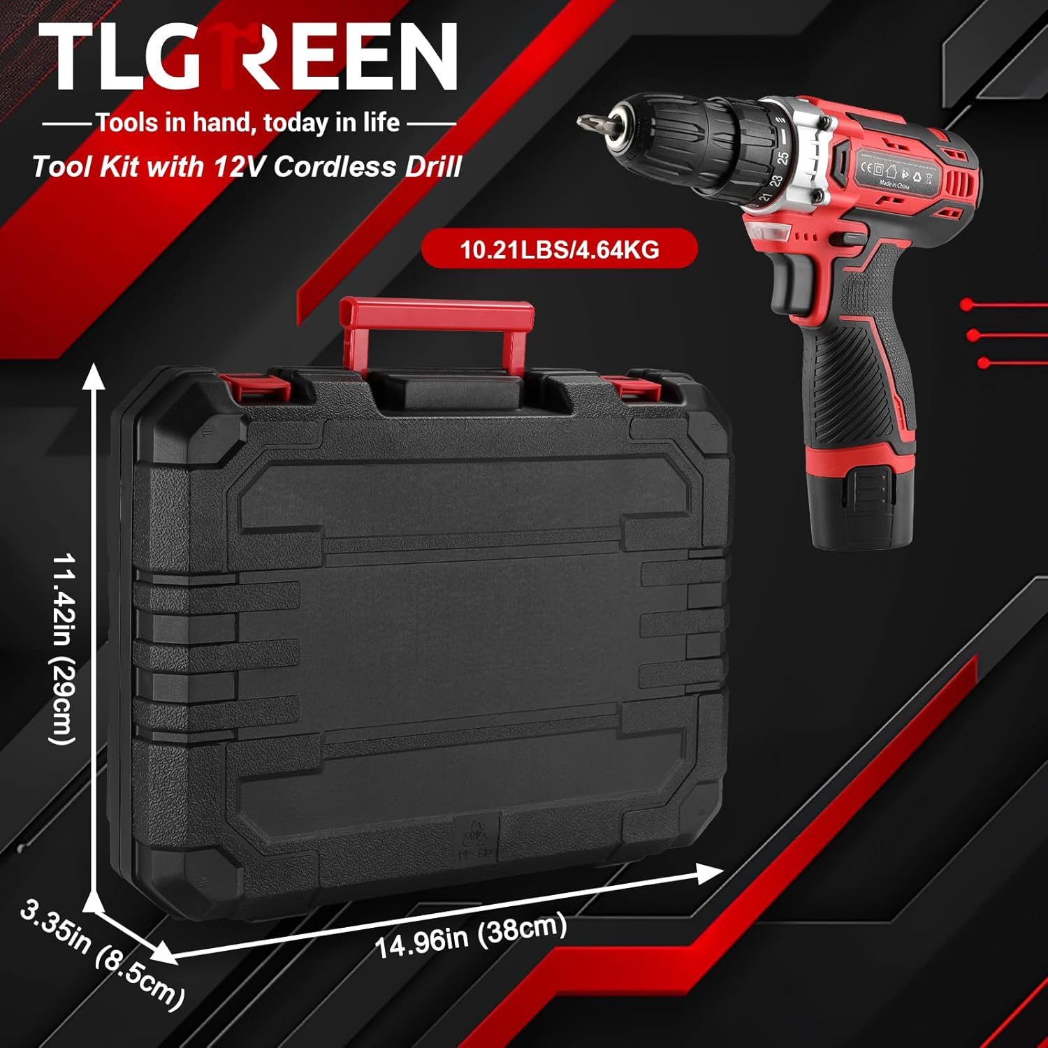 🔥 Angebote & Aktionen – TLGREEN Tool Box Cordless Screwdriver Set Filled 138 Pieces with 12 V Battery Drill Tool Set for Repairs and Maintenance, Tool Box Power Tool Household, DIY Repairs and Maintenance – Bild 2