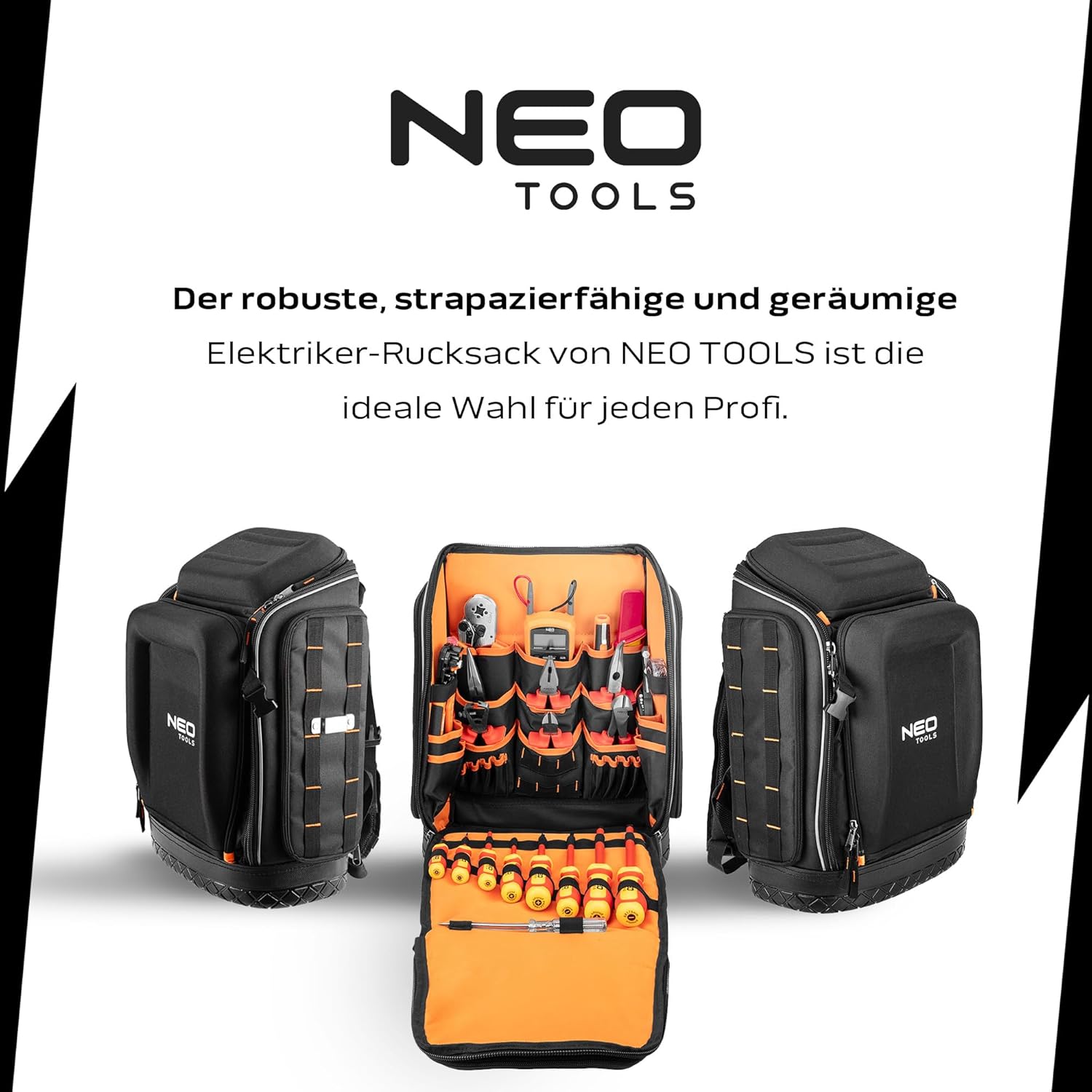 ⚡ Elektro & Technik – NEO TOOLS Electrician Tool Backpack 31 Pieces - with Tools for an Electrician | 26 Pockets, Mobile and Durable Electrician Tool Set - Electric Tool Set in a Backpack – Bild 6