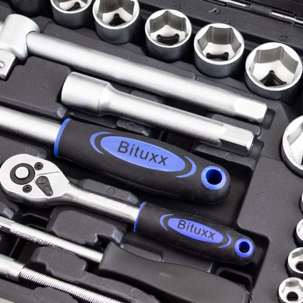 🚗 KFZ & Werkstatt – Bituxx 94-piece socket wrench set, ratchet case, nut case, tool box, sockets, universal joint, spark plug sockets, ratchet bits, hexagon wrench, T-handle Torx – Bild 6