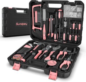 🔥 Angebote & Aktionen – Sundpey 148-Piece Filled Tool Box - Household Tool Box with Ratchet Screwdriver, Hex Wrench, Pliers & Voltage Tester for Men and Women, Pink