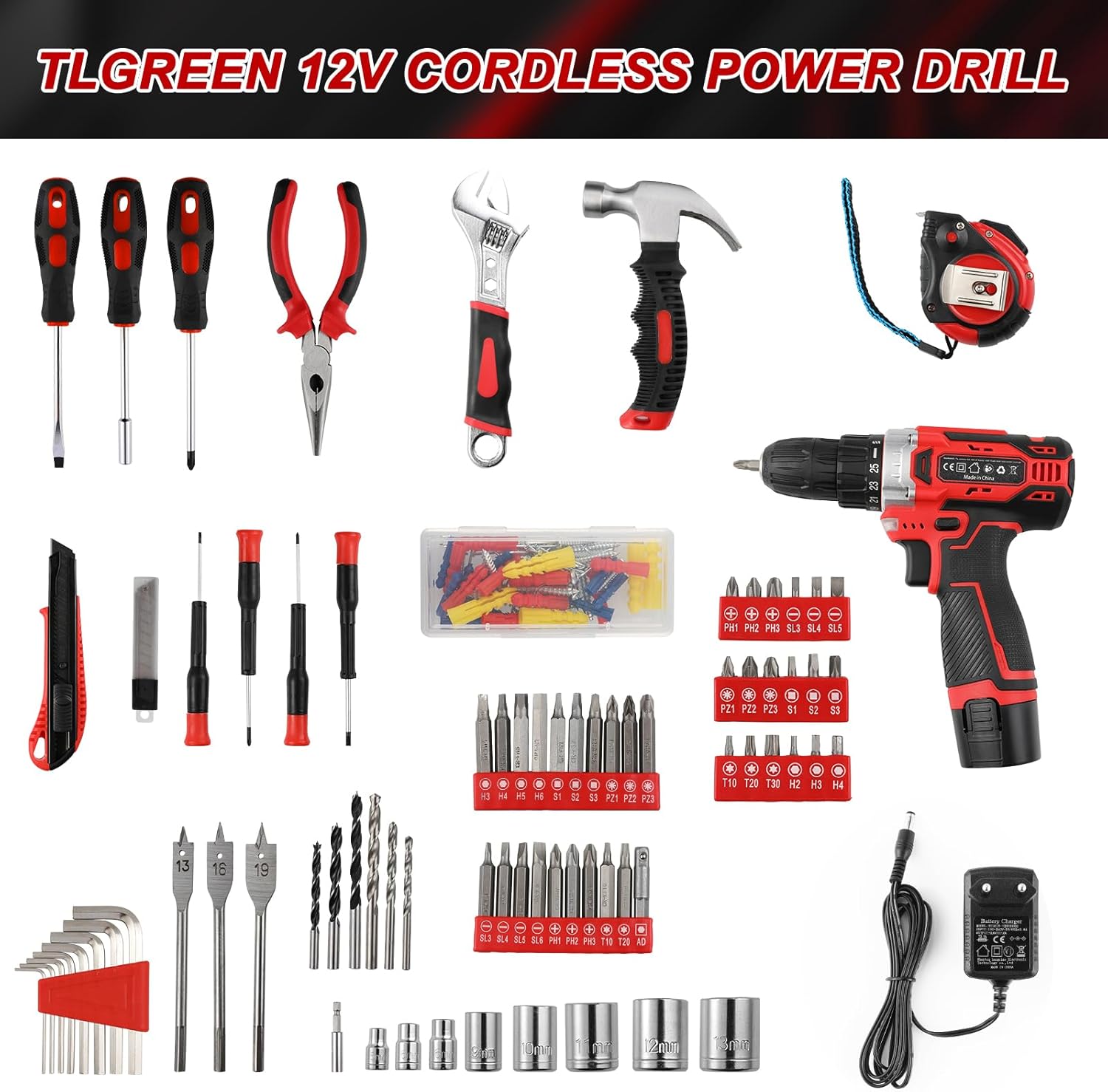 🔥 Angebote & Aktionen – TLGREEN Tool Box Cordless Screwdriver Set Filled 138 Pieces with 12 V Battery Drill Tool Set for Repairs and Maintenance, Tool Box Power Tool Household, DIY Repairs and Maintenance – Bild 7